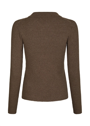 Panama knit bluse Brown Melange Neo Noir 